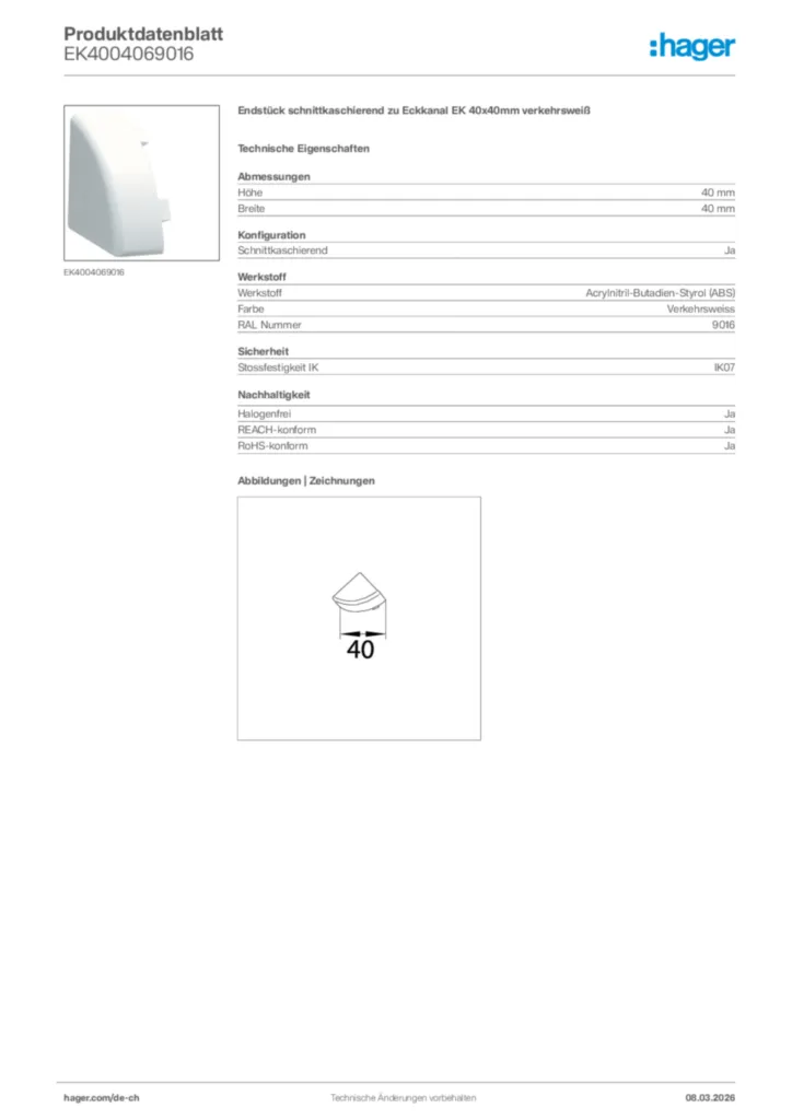 Bild Hager Produktdatenblatt EK4004069016 | Hager Schweiz