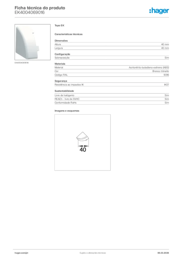 Imagem Hager Ficha técnica do produto EK4004069016 | Hager Portugal