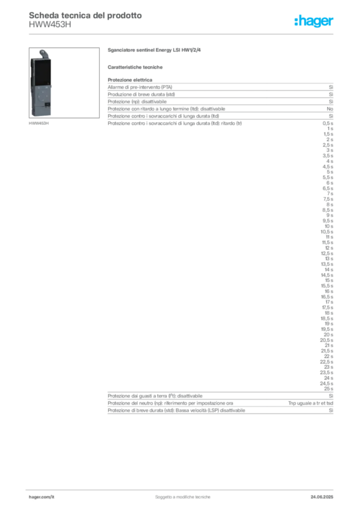Immagine Hager Scheda tecnica del prodotto HWW453H | Hager Italia