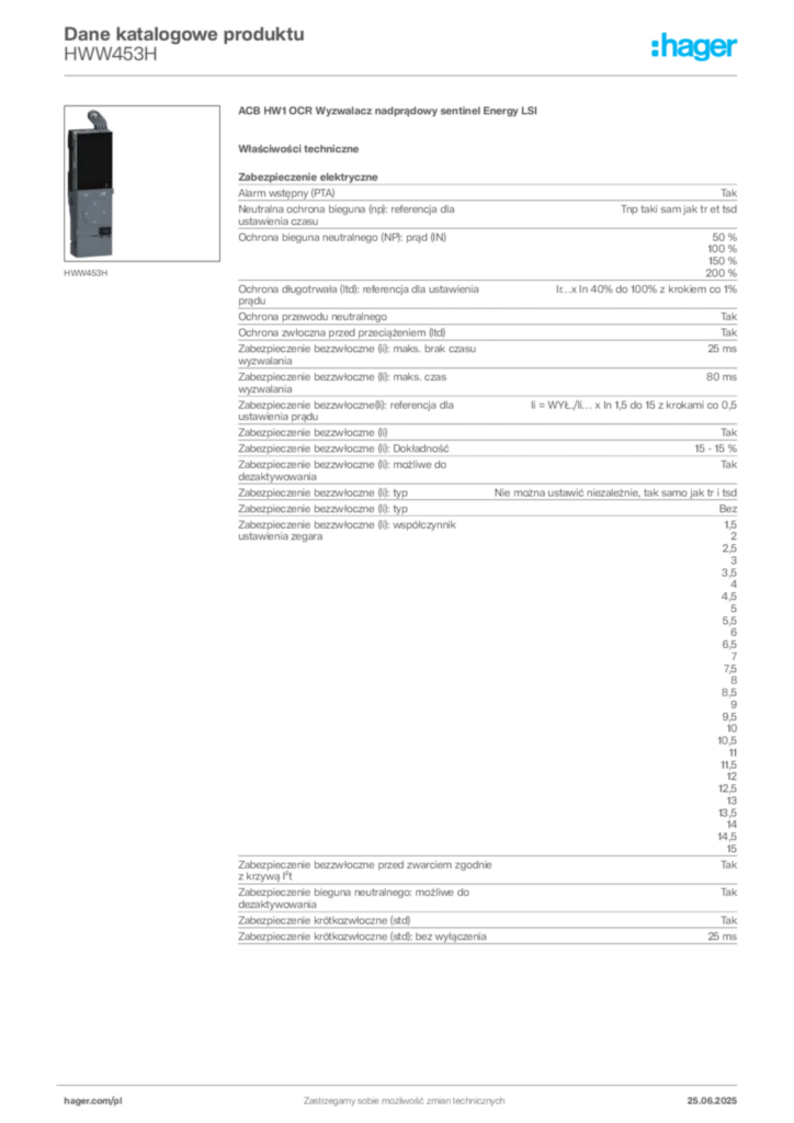 Zdjęcie Hager Karta katalogowa HWW453H | Hager Polska