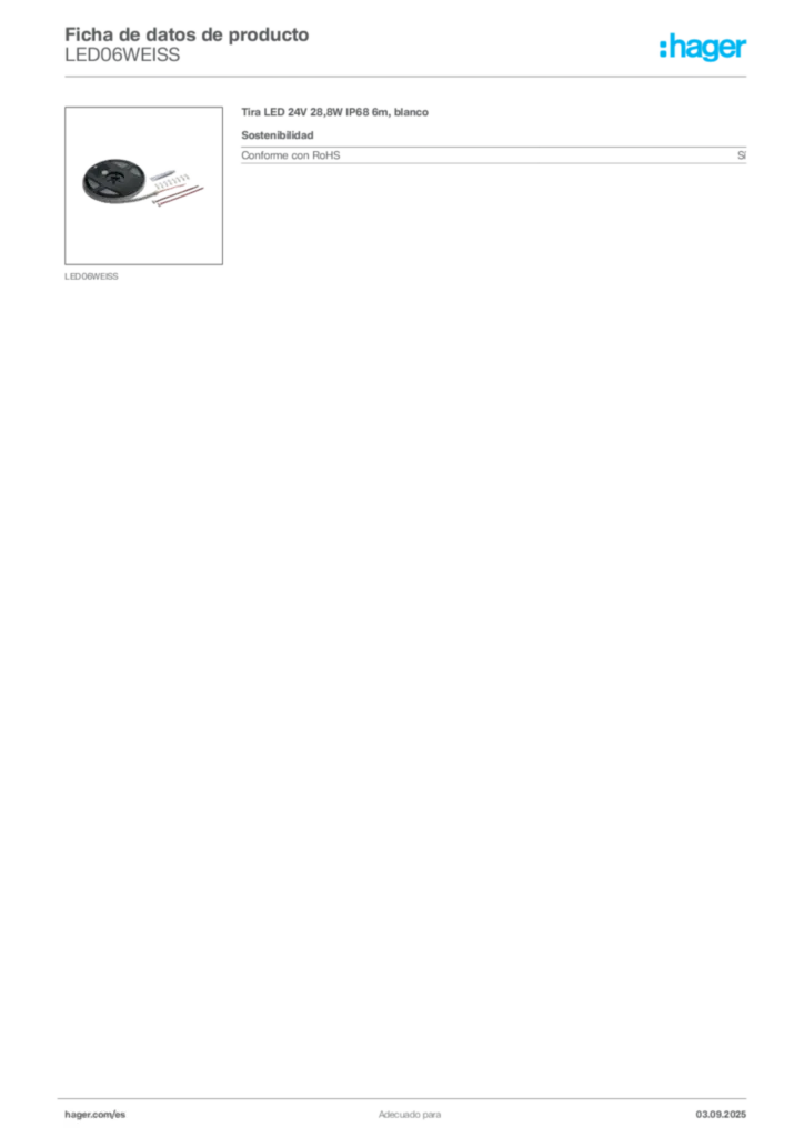 Imagen Hager Ficha de datos de producto LED06WEISS | Hager España