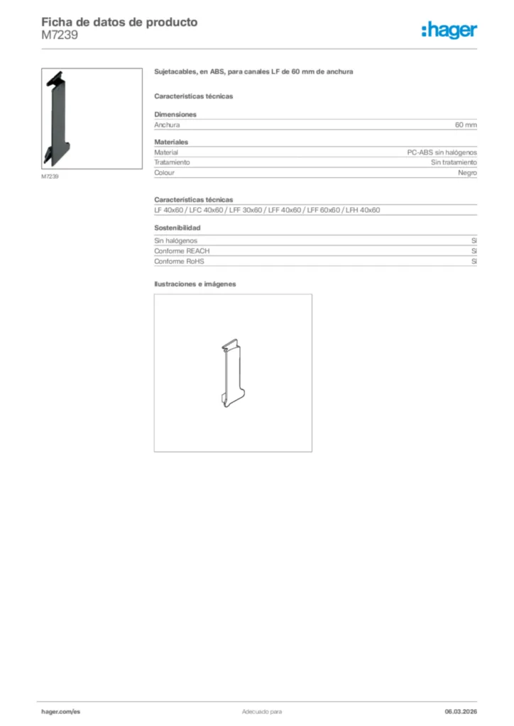 Imagen Hager Ficha de datos de producto M7239 | Hager España