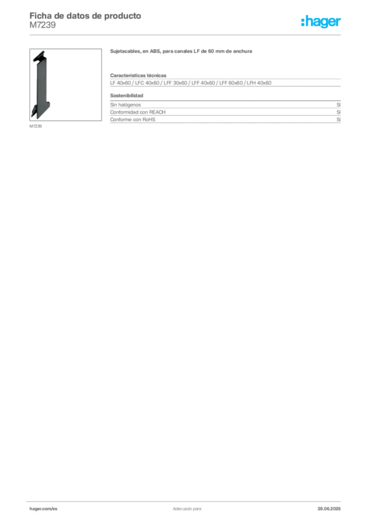 Imagen Hager Ficha de datos de producto M7239 | Hager España