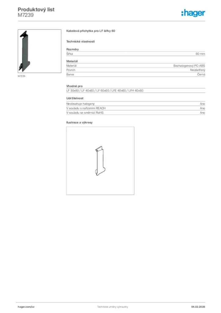 Obrázek Hager Product data sheet M7239 | Hager