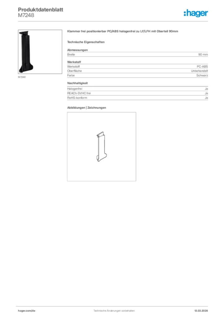 Bild Hager Produktdatenblatt M7248 | Hager Deutschland