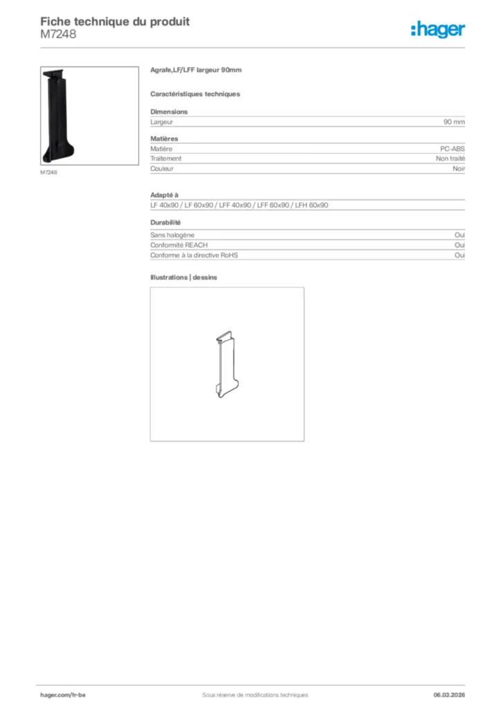 Image Hager Fiche technique du produit M7248 | Hager Belgique