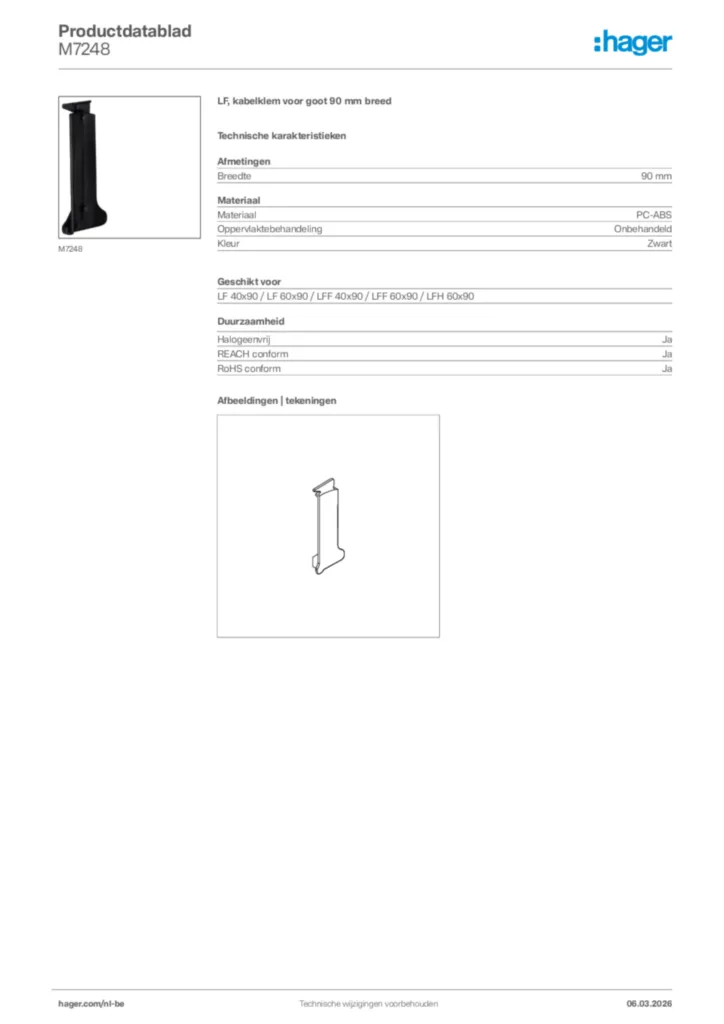 Afbeelding Hager Productdatablad M7248 | Hager Belgium