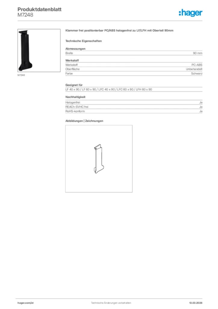 Bild Hager Produktdatenblatt M7248 | Hager Deutschland