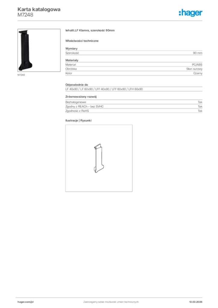 Zdjęcie Hager Karta katalogowa M7248 | Hager Polska