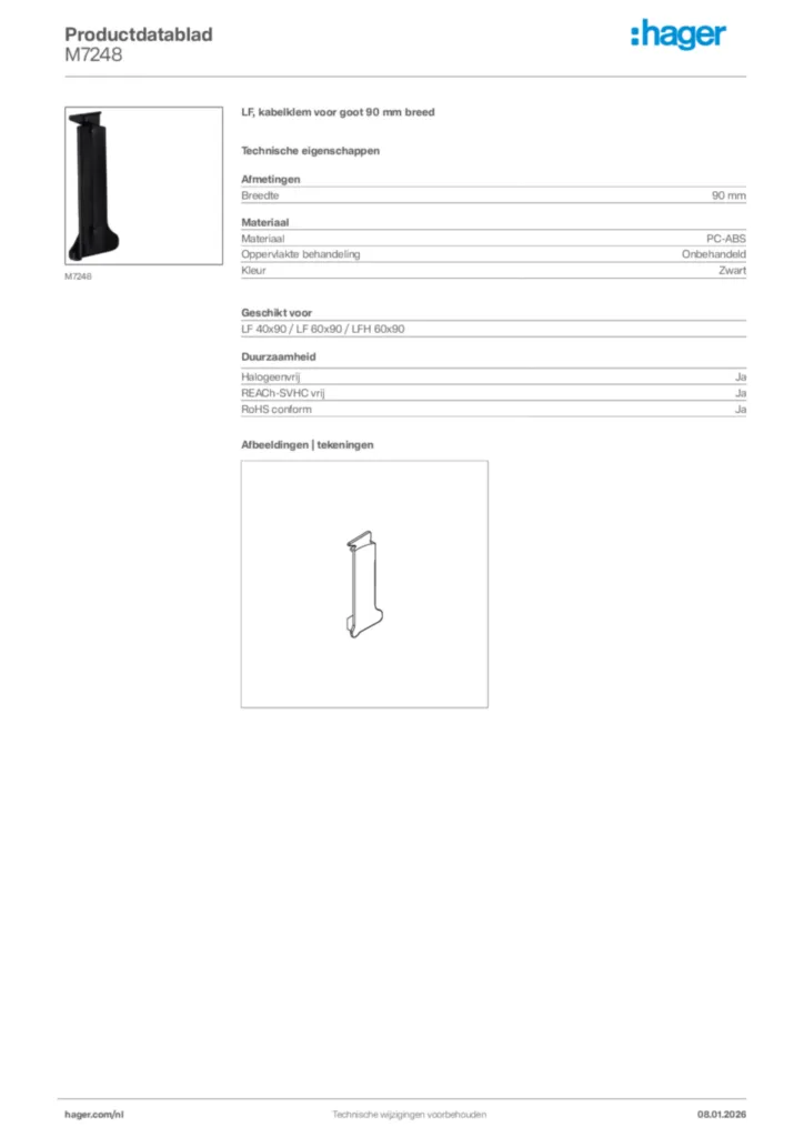 Afbeelding Hager Productdatablad M7248 | Hager Nederland