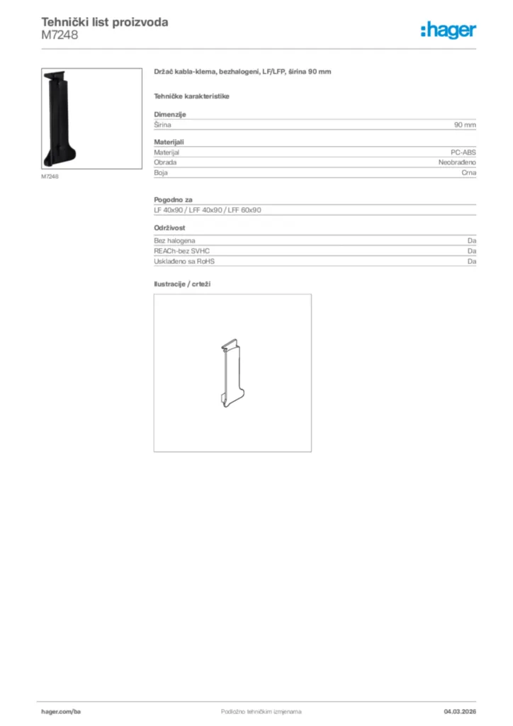Slika Hager Tehnički list proizvoda M7248  | Hager