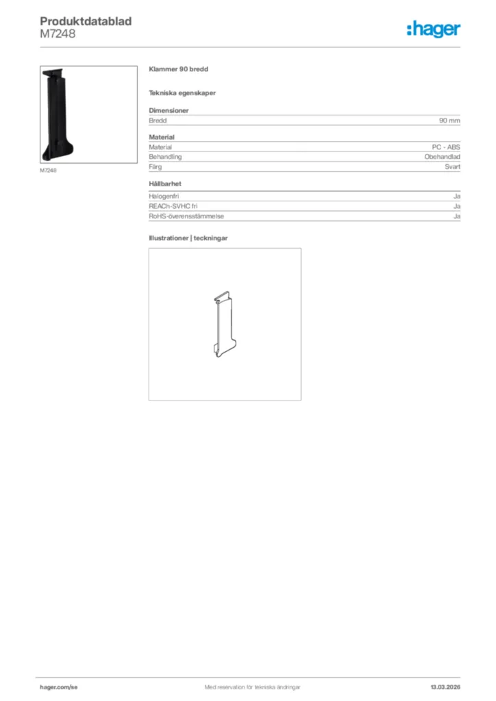 Bild Hager Produktdatablad M7248 | Hager Sverige