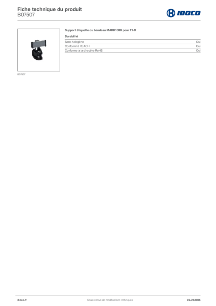 Image Iboco Fiche technique du produit B07507 | Hager France