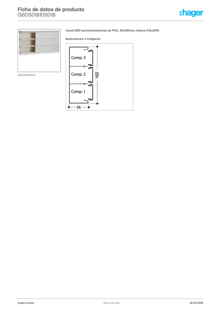 Imagen Hager Ficha de datos de producto GBD5016109016 | Hager España
