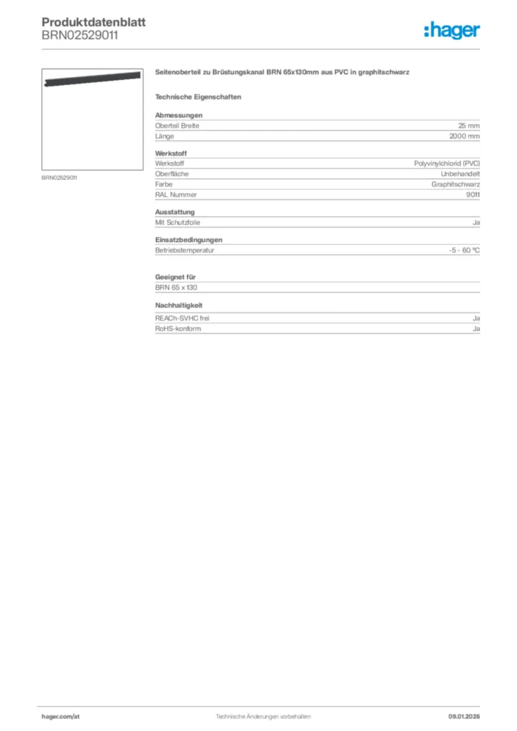 Bild Hager Produktdatenblatt BRN02529011 | Hager Deutschland