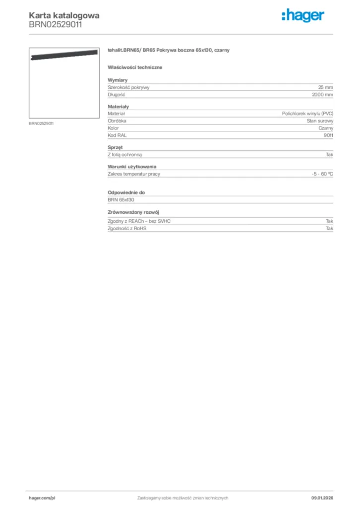 Zdjęcie Hager Karta katalogowa BRN02529011 | Hager Polska