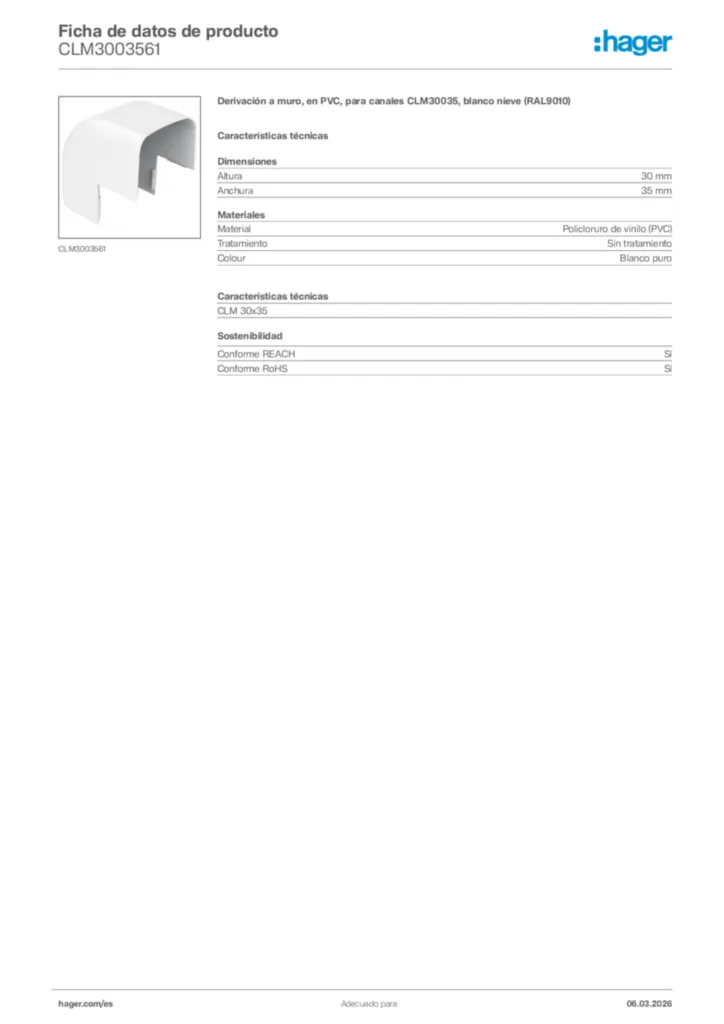 Imagen Hager Ficha de datos de producto CLM3003561 | Hager España