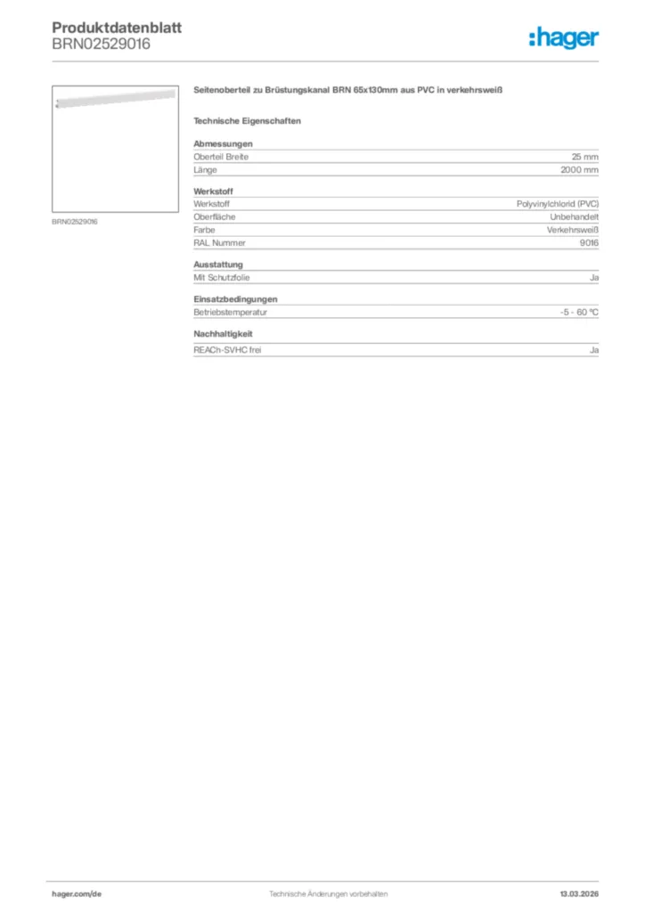 Bild Hager Produktdatenblatt BRN02529016 | Hager Deutschland