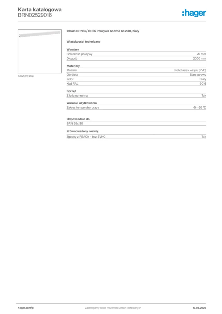 Zdjęcie Hager Karta katalogowa BRN02529016 | Hager Polska
