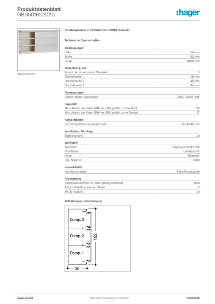 Bild Hager Produktdatenblatt GBD5016109010 | Hager Deutschland