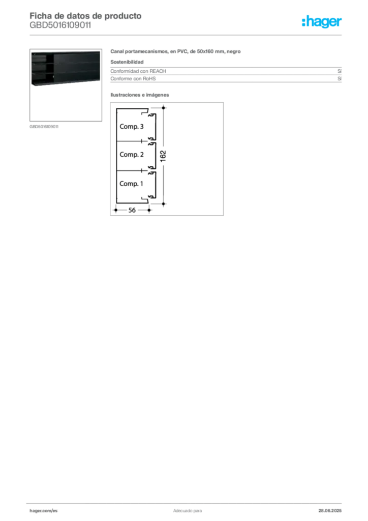 Imagen Hager Ficha de datos de producto GBD5016109011 | Hager España
