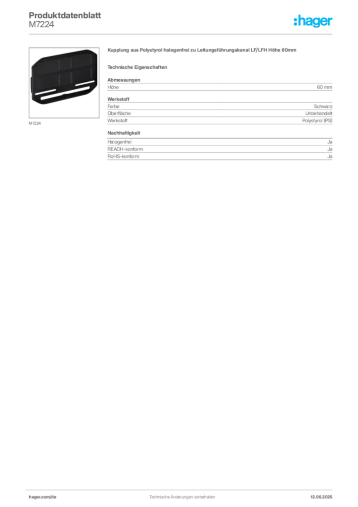 Bild Hager Produktdatenblatt M7224 | Hager Deutschland