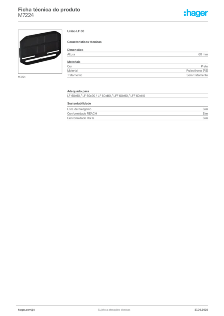Imagem Hager Ficha técnica do produto M7224 | Hager Portugal