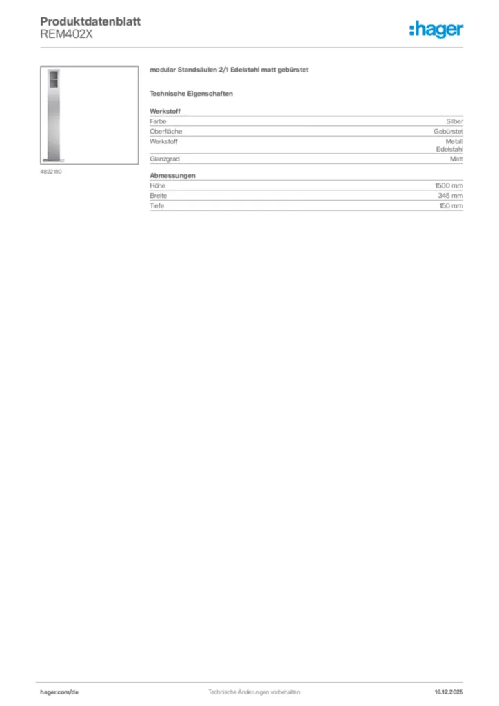 Bild Hager Produktdatenblatt REM402X | Hager Deutschland