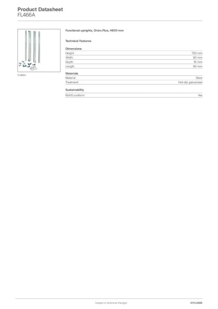 Image Hager Product data sheet FL466A  | Hager Africa