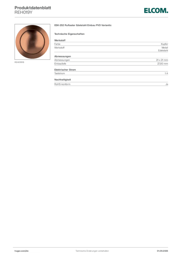 Elcom Produktdatenblatt REH019Y