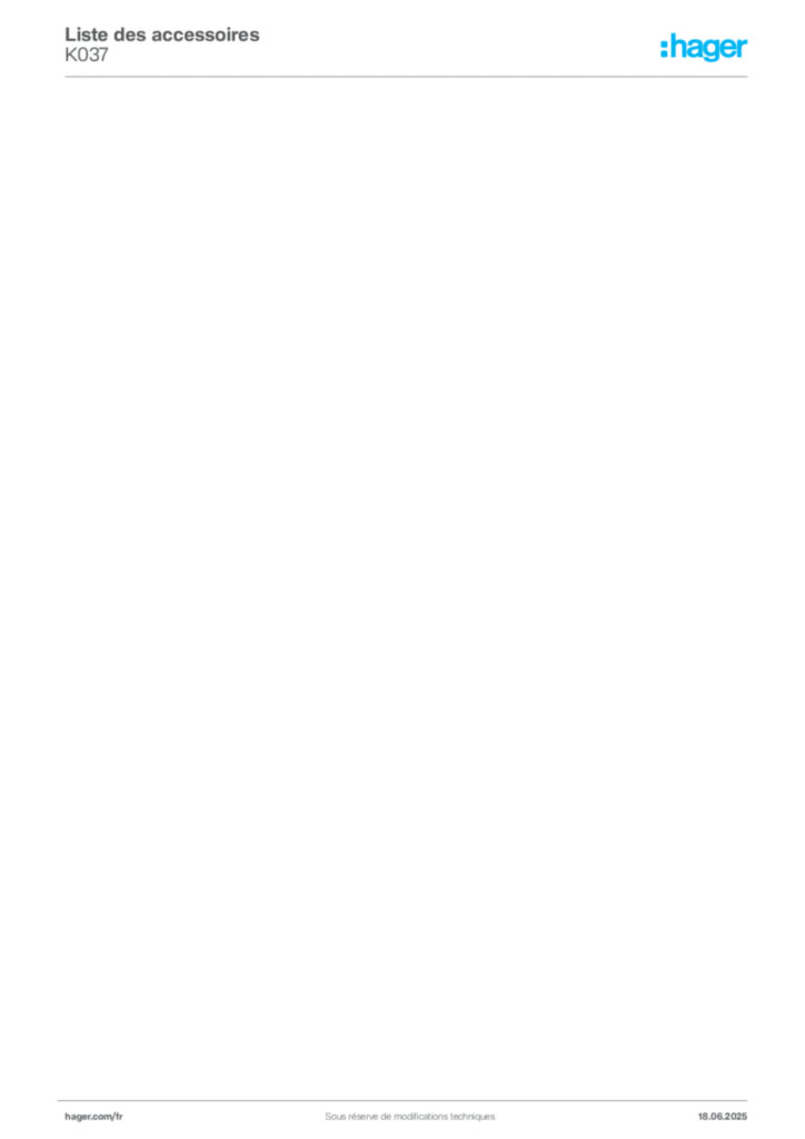 Image Hager Fiche technique du produit K037 | Hager France