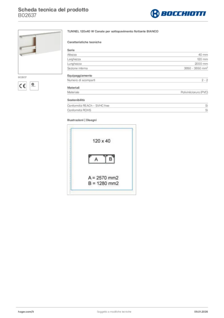 Immagine Bocchiotti Scheda tecnica del prodotto B02637 | Hager Italia