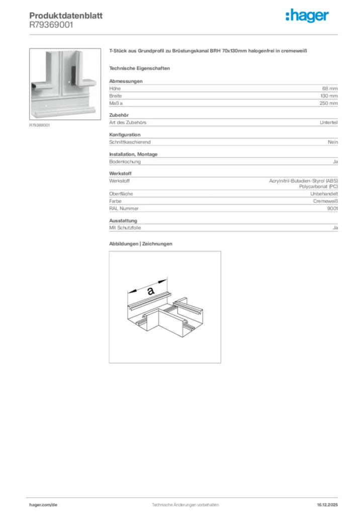 Bild Hager Produktdatenblatt R79369001 | Hager Deutschland
