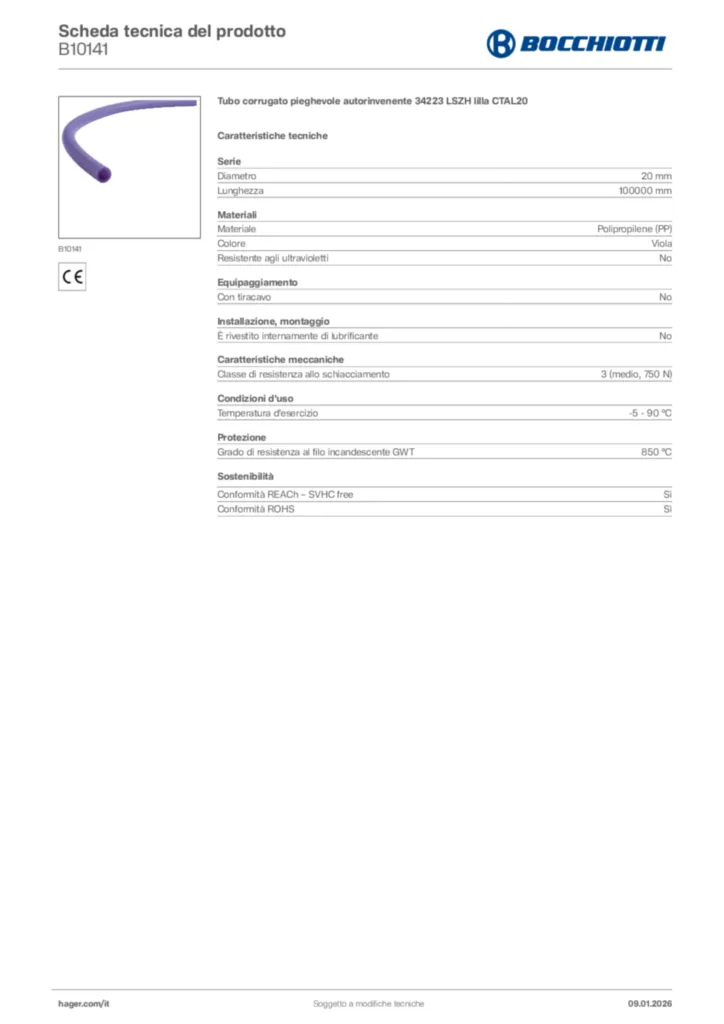 Immagine Bocchiotti Scheda tecnica del prodotto B10141 | Hager Italia
