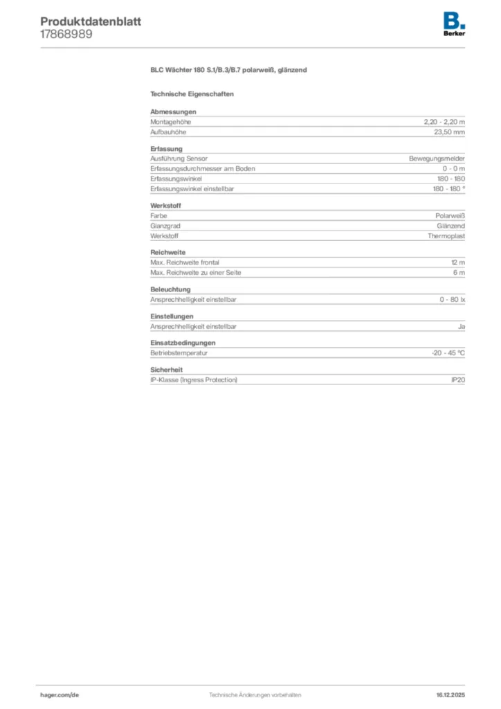 Bild Berker Produktdatenblatt 17868989 | Hager Deutschland