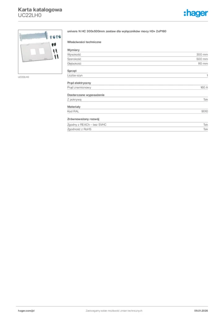 Zdjęcie Hager Karta katalogowa UC22LH0 | Hager Polska