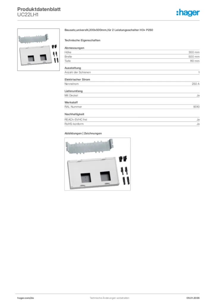 Bild Hager Produktdatenblatt UC22LH1 | Hager Deutschland