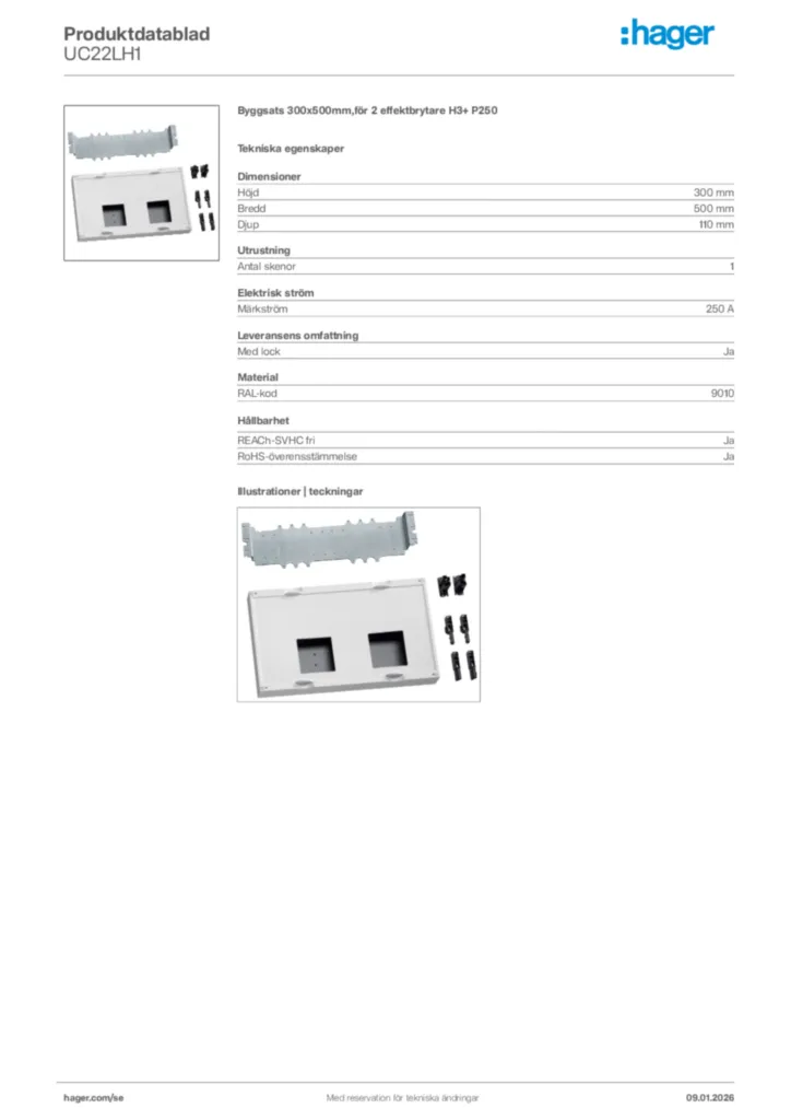 Bild Hager Produktdatablad UC22LH1 | Hager Sverige