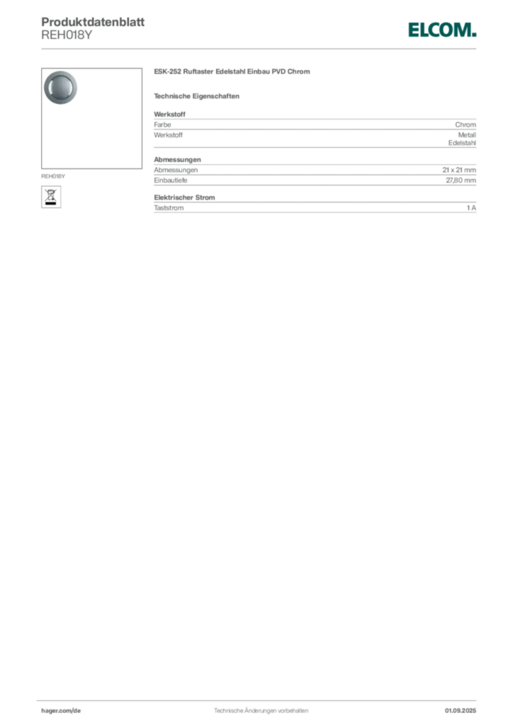 Elcom Produktdatenblatt REH018Y