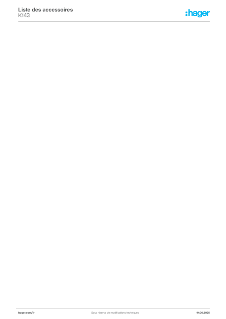 Image Hager Fiche technique du produit K143 | Hager France