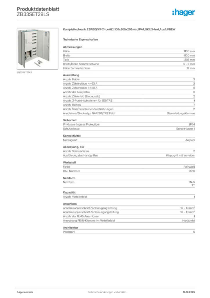 Bild Hager Produktdatenblatt ZB33SET29LS | Hager Deutschland