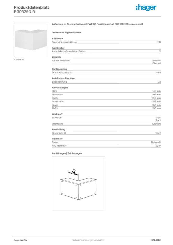 Bild Hager Produktdatenblatt R30529010 | Hager Deutschland