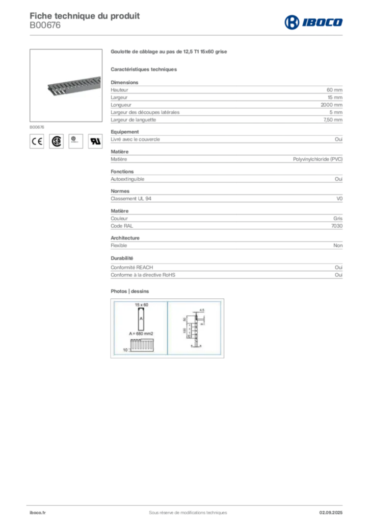 Image Iboco Fiche technique du produit B00676 | Hager France