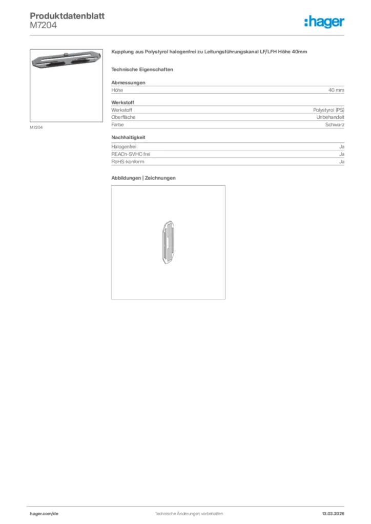 Bild Hager Produktdatenblatt M7204 | Hager Deutschland