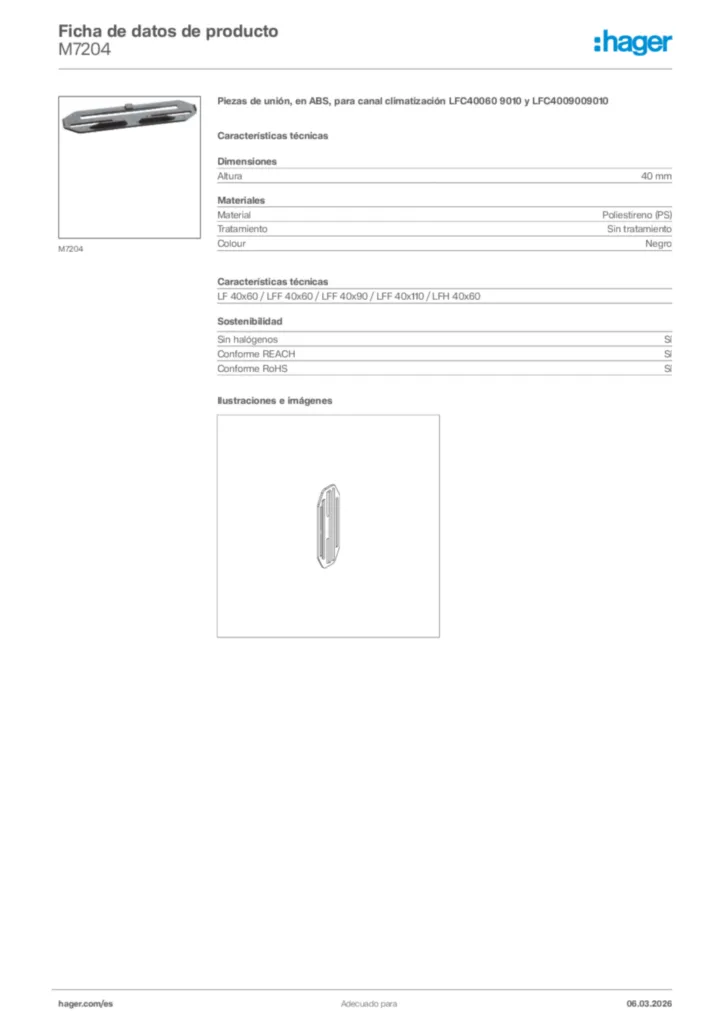 Imagen Hager Ficha de datos de producto M7204 | Hager España