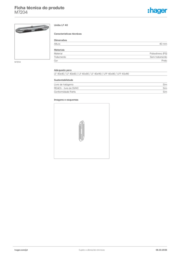 Imagem Hager Ficha técnica do produto M7204 | Hager Portugal