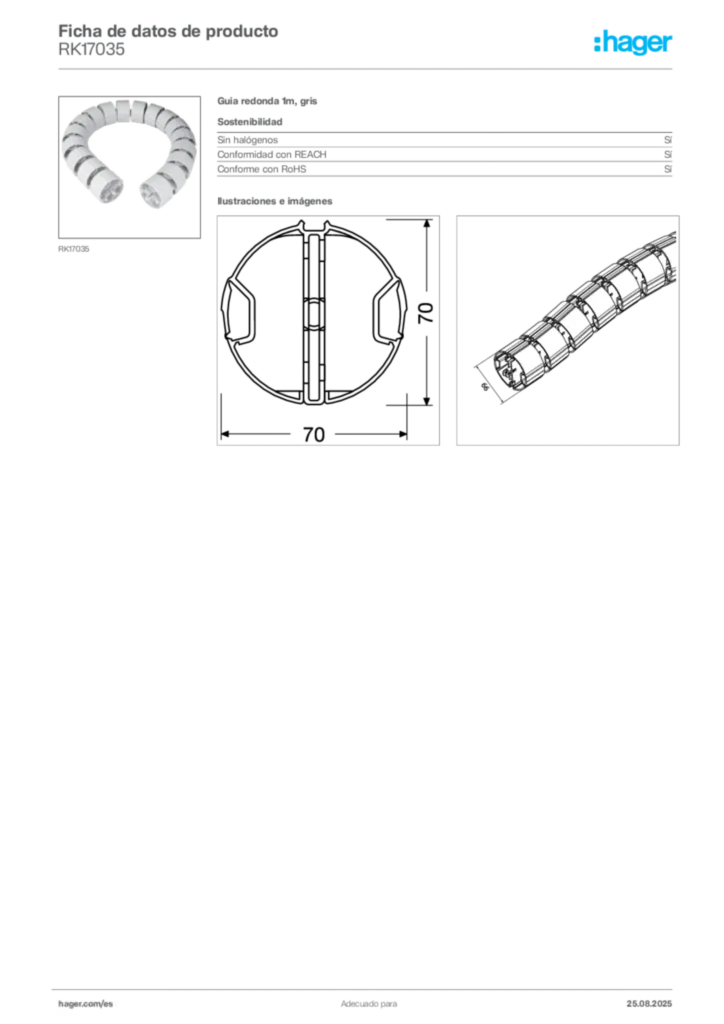 Imagen Hager Ficha de datos de producto RK17035 | Hager España