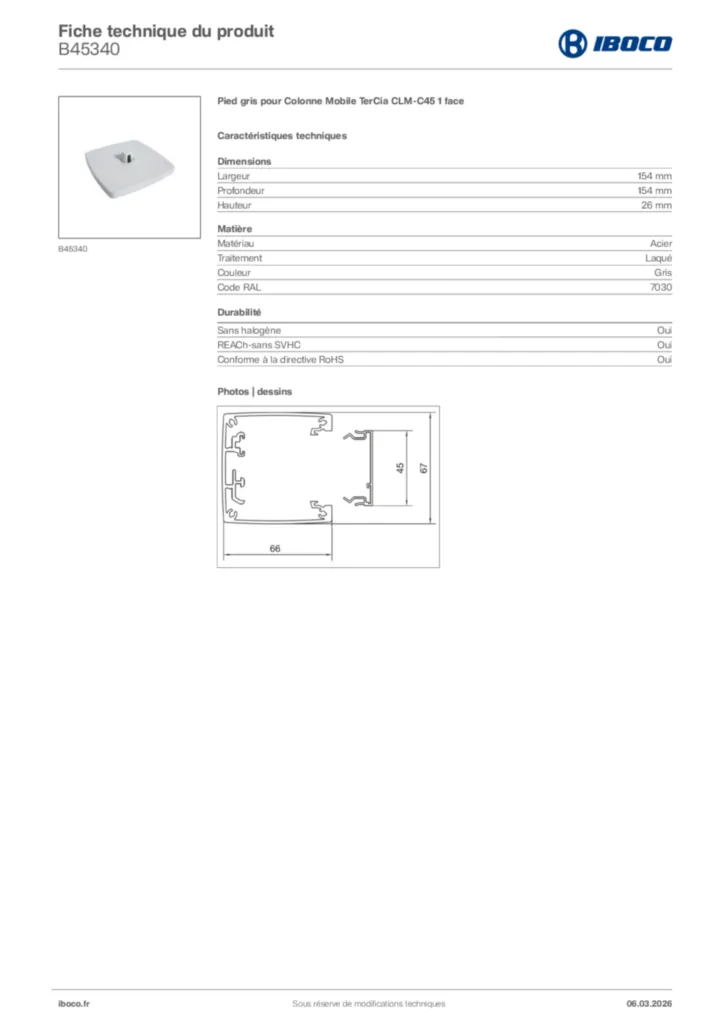 Image Iboco Fiche technique du produit B45340 | Hager France