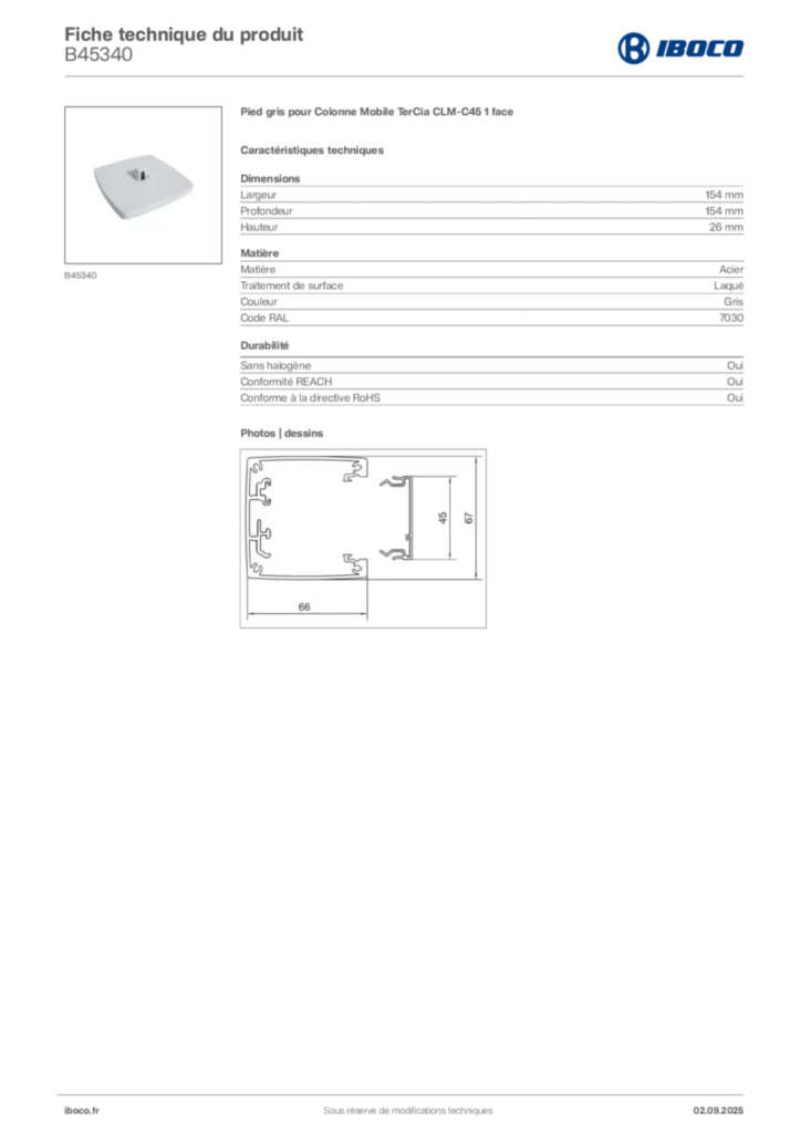 Image Iboco Fiche technique du produit B45340 | Hager France