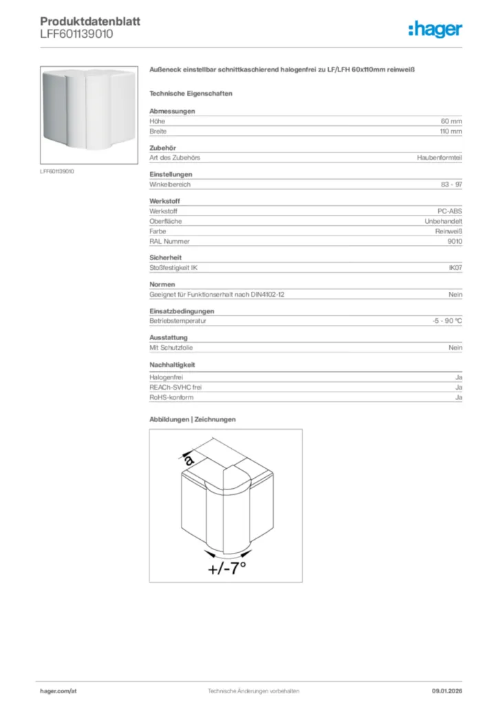 Bild Hager Produktdatenblatt LFF601139010 | Hager Deutschland